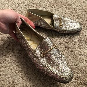 Sam Edelman gold sparkle loafers size 7.5